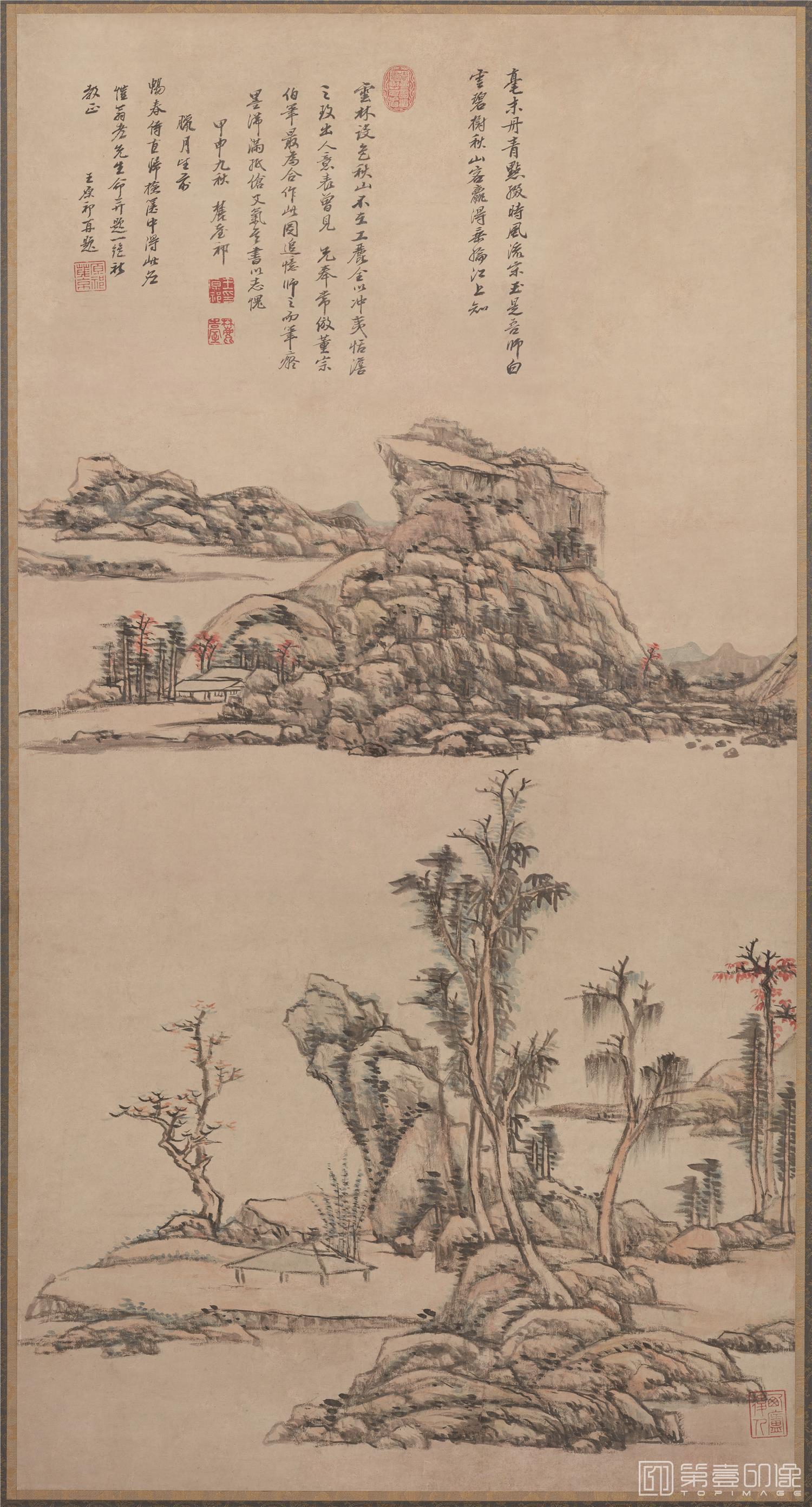 秋山不再在山水立轴纸本-959×506-王原祁-国画作品-第壹印像